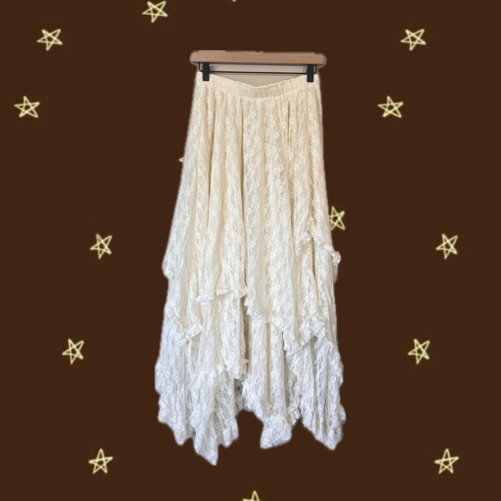 FP Dupe Cream Lace Handkerchief Skirt